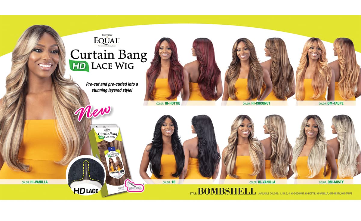 FreeTress Equal HD Lace Front Wig Curtain Bang Bombshell (PENNY)