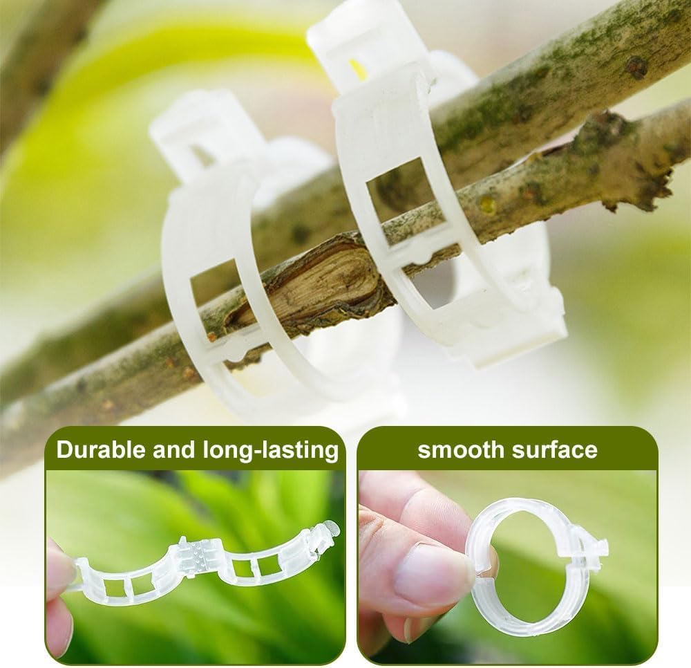 100 PCS Secured Plastic Plant Clip, Plant Support Clips, Garden Clips for Climbing Plants, Plastic Trellis Clips Plant Support Clips Tomato Grape Vine Vegetables Plant Fixing Clips (100, Black)