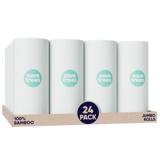 Bamboo Paper Towels 6pk - 750 Sheets Paper Towels Rolls Ultra Absorbent & Durable Eco-Friendly - FSC-Certified, totally Plastic-Free, and Vegan
