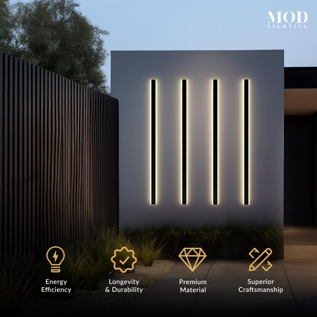 ?????? ???????????????? Haylen | Waterproof Outdoor Wall Light  Led Dimmable With Remote 3000K-6000K  Long Outdoor Porch Lights  Wired Lighting Fixture  Patio Exterior Wall Sconce  2-Pack (Black  59)