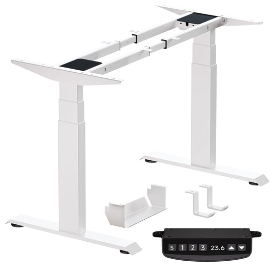 BIZUM Dual Motor 3-Stage Electric Standing Desk Frame,3 Memory Height Presets, Table Legs Up to 49.2", DIY Workstation for Home Office,White
