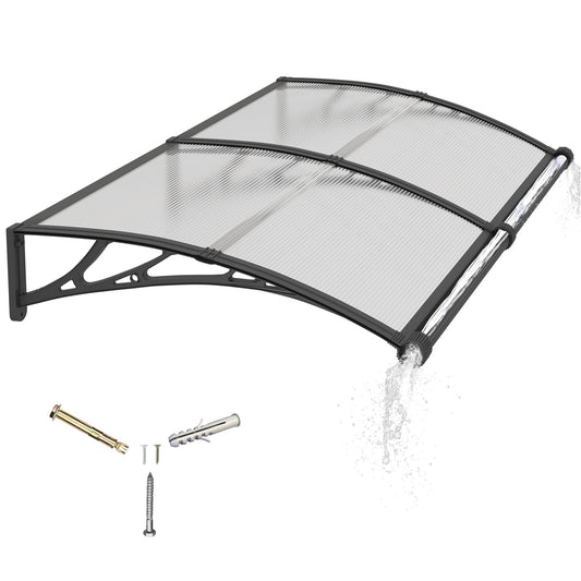 Awning for Door Entrance with Drainage Sink,40x80 Inch Awnings for Doors,Window Canopy Exterior with Plastic Steel Bracket,Polycarbonate Cover,UV,Rain,Snow Protection for House,Porch,Patio,Deck