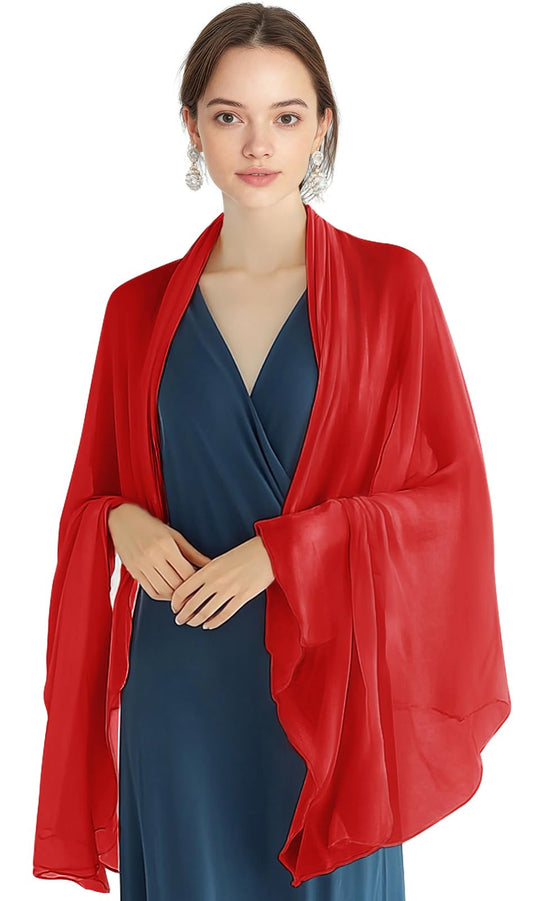 P Pothuiny Women Chiffon Sheer Shawl Wraps for Evening Dresses, 79"x24" Lightweight Soft Chiffon Scarfs Wedding Party Bridal