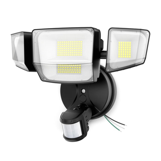 Onforu 90W 10000Lm Led Motion Sensor Outdoor Lights  4-Head Dusk To Dawn Outdoor Lighting  Hardwired Flood Lights  Ip66 Waterproof 6500K Security Floodlight For Outside (Black)