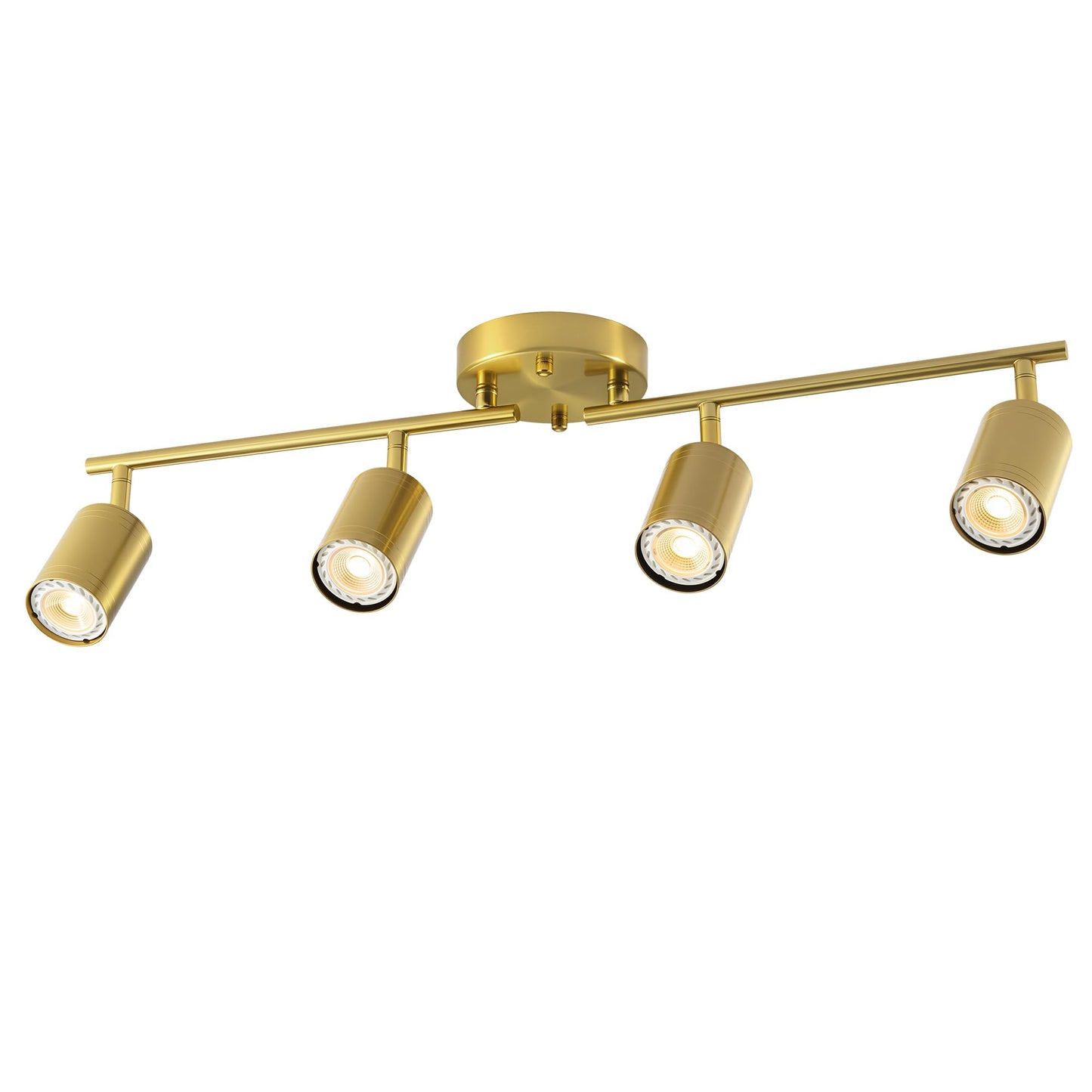 Vonluce 4 Light Track Light Fixture  Led Track Lighting Kit With Rotatable Heads  3-Color Gu10 Bulbs Included  Modern Ceiling Spotlight For Kitchen Office Closet Studio Bedroom  Gold