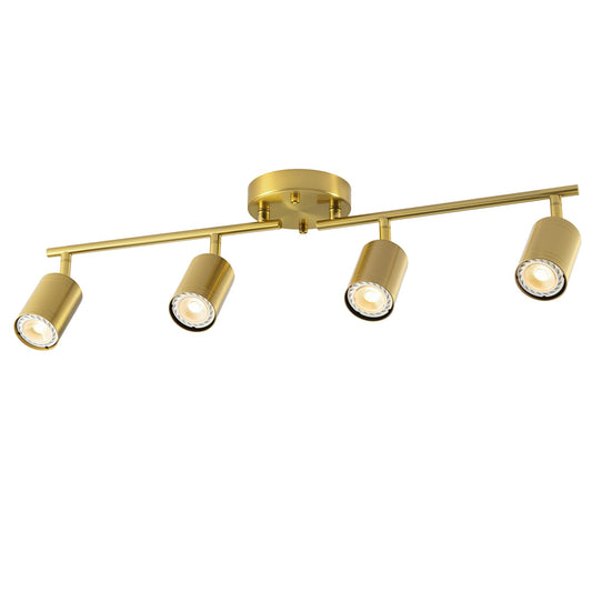 Vonluce 4 Light Track Light Fixture  Led Track Lighting Kit With Rotatable Heads  3-Color Gu10 Bulbs Included  Modern Ceiling Spotlight For Kitchen Office Closet Studio Bedroom  Gold