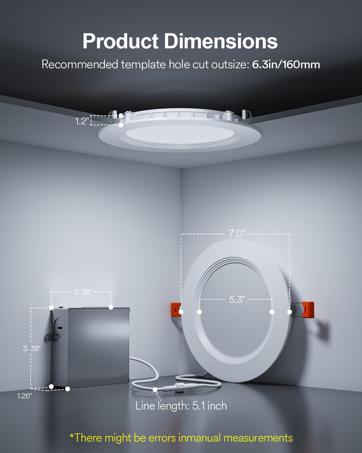 Lumary 6 Inch Smart Wifi Recessed Lighting  Rgbww Canless Led Wafer Downlight  13W 1000Lm Color Changing  Ultra-Thin W/Anti-Glare Baffle  Compatible With Alexa/Google/Remote-Included  1Pc