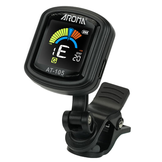 Aroma Guitar Tuner Clip On Rechargeable For Chromatic Guitar Bass Ukulele Violin Fast Accuratie Tuning 360Rotating Silicone Clam