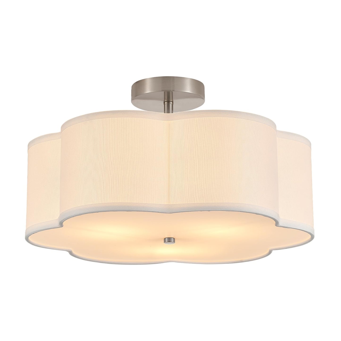 Widluth 18 Modern Semi Flush Mount Ceiling Light Modern 3-Lights Linen Drum Ceiling Lighting With Chrome Finish  Vintage Ceiling Light For Living Room  Kitchen  Basement  Laundry Room  Bedroom