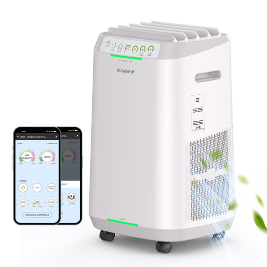 Nuwave OxyPure ZERO Air Purifier for Home Large Rooms Up to 2,002 Sq Ft 100% Particle Removal to 0.1 Micron, Dual 4-Stage Filtration, Adjustable Airflow, Smart Air Cleaner Washable & Reusable Filter