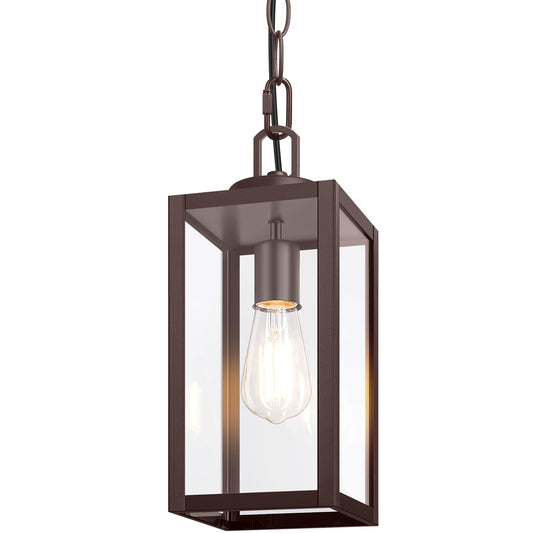 Beslowe 1-Pack Outdoor Pendant Light  13  Modern Hanging Lantern Light For Outside  Brown Exterior Pendant Lighting Fixture With Adjustable Chain  Outdoor Chandelier For Porch  Gazebo  Front Door