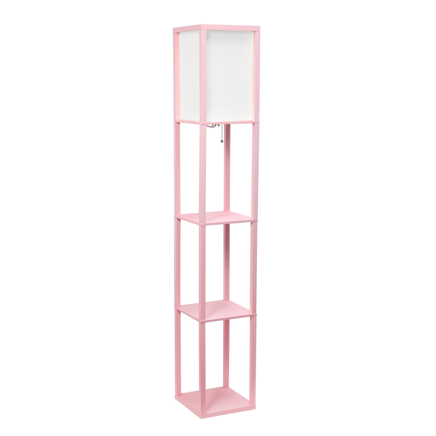 Simple Designs LF1014-LPK Floor Lamp, Etagere Organizer Shelf, Light Pink, No Bulb, Plastic