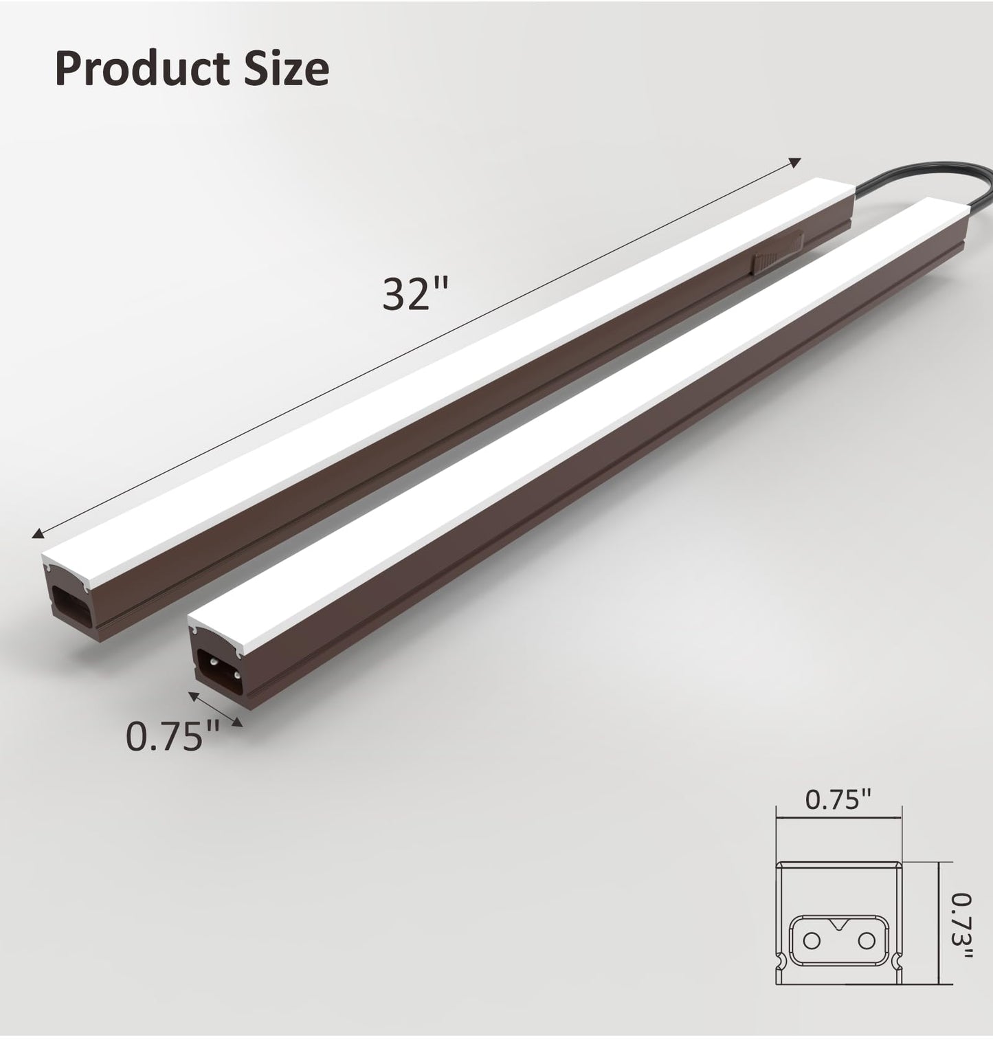 Leetdud Under Cabinet Lighting Plug In  32 Inch 2 Pcs  Linkable Ac120V 3Cct 3000K/4000K/5000K Ultra Slim  Led Under Cabinet Lights For Counter Light  Kitchen  Shelf  Sink  Workshop  Desk  Bronze