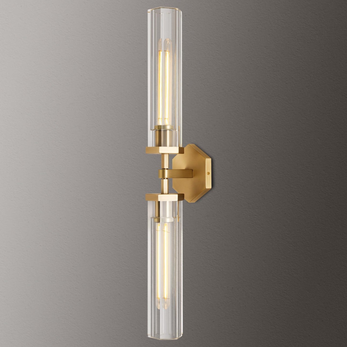 Gold Crystal Bathroom Wall Sconce Light Fixture Modern Bathroom Vanity Light 28.5In Brass Sconces Wall Lighting Linear Indoor Wall Sconce Light For Bedroom Hallway Staircase Living Room Dining Room