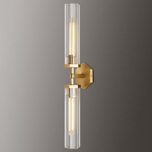 Gold Crystal Bathroom Wall Sconce Light Fixture Modern Bathroom Vanity Light 28.5In Brass Sconces Wall Lighting Linear Indoor Wall Sconce Light For Bedroom Hallway Staircase Living Room Dining Room