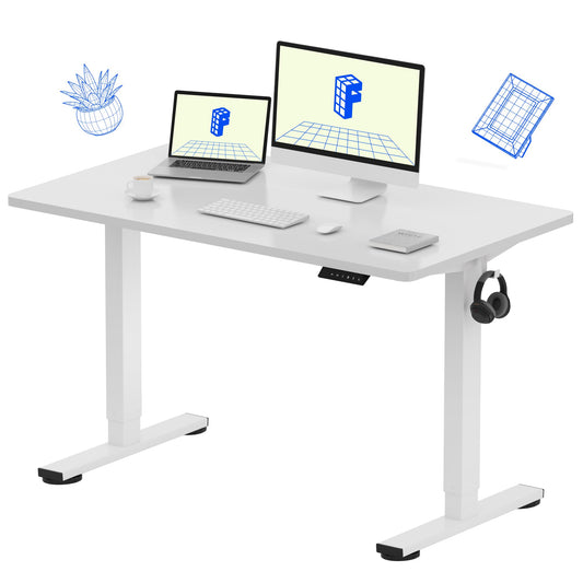 FLEXISPOT EN1 One-Piece Standing Desk, 48"x24" Seamless Desktop Electric Height Adjustable Desk for Home Office, Multi-Monitor Setups & Easy Assembly, White