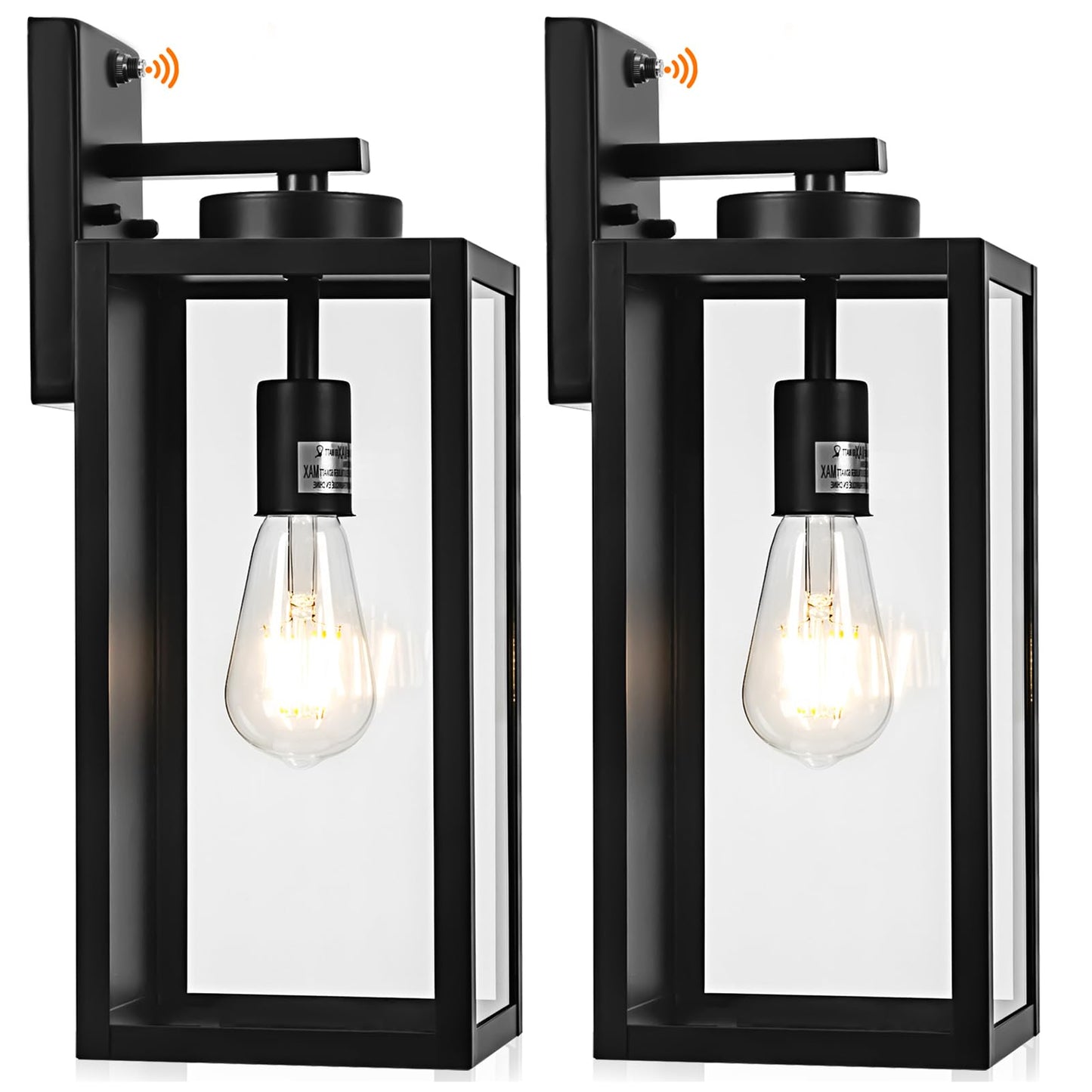 16-Inch Dusk To Dawn Outdoor Wall Light Fixture  Large Black Exterior Wall Lantern Waterproof  Farmhouse Porch Sconce Lighting  Modern Wall-Mounted Outside Lights For House Garage  Patio Lamp  2 Packs