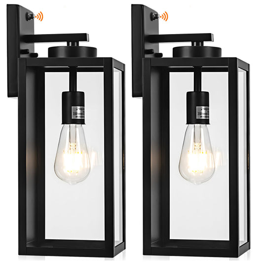 16-Inch Dusk To Dawn Outdoor Wall Light Fixture  Large Black Exterior Wall Lantern Waterproof  Farmhouse Porch Sconce Lighting  Modern Wall-Mounted Outside Lights For House Garage  Patio Lamp  2 Packs