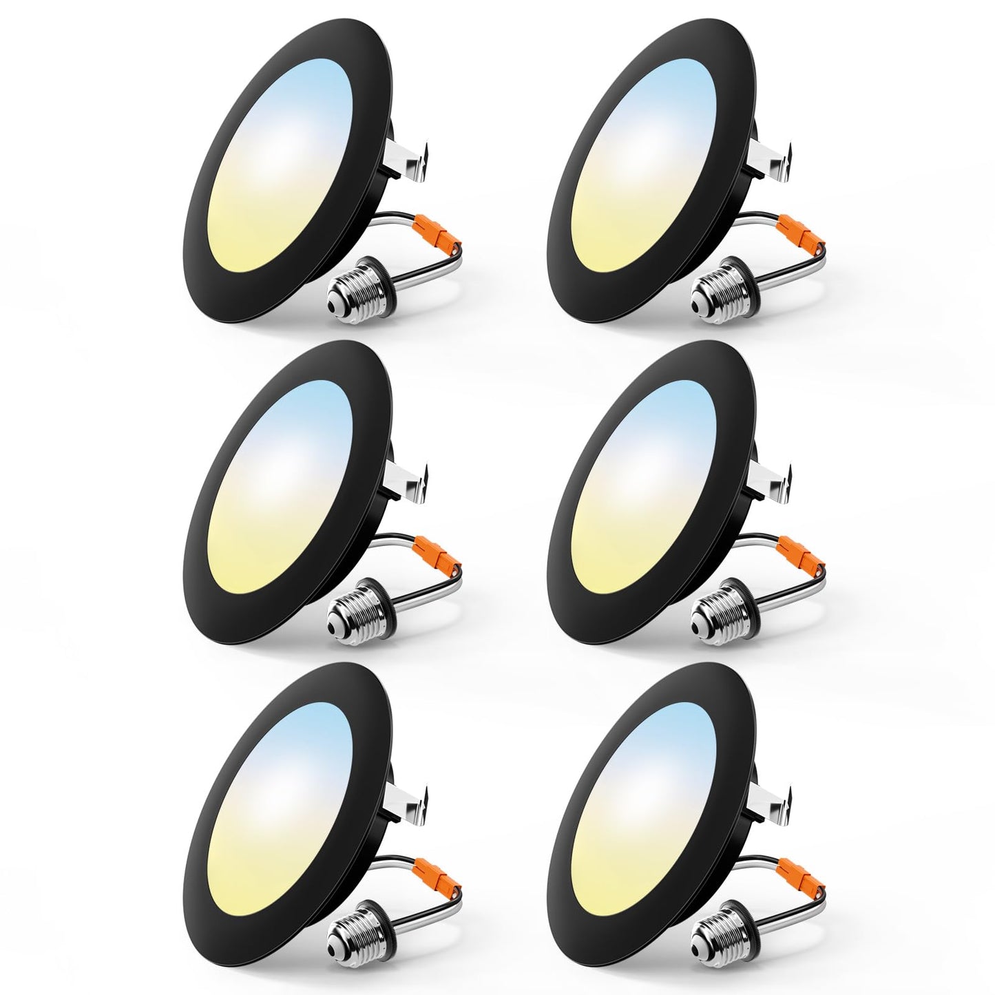 Freelicht 6 Pack 4 Inch Retrofit Led Recessed Lighting  Selectable 2700K/3000K/4000K/5000K/6000K  Dimmable Flat Led Can Lights  7W=60W  700Lm  Ic & Damp Rated  Etl & Fcc  Black