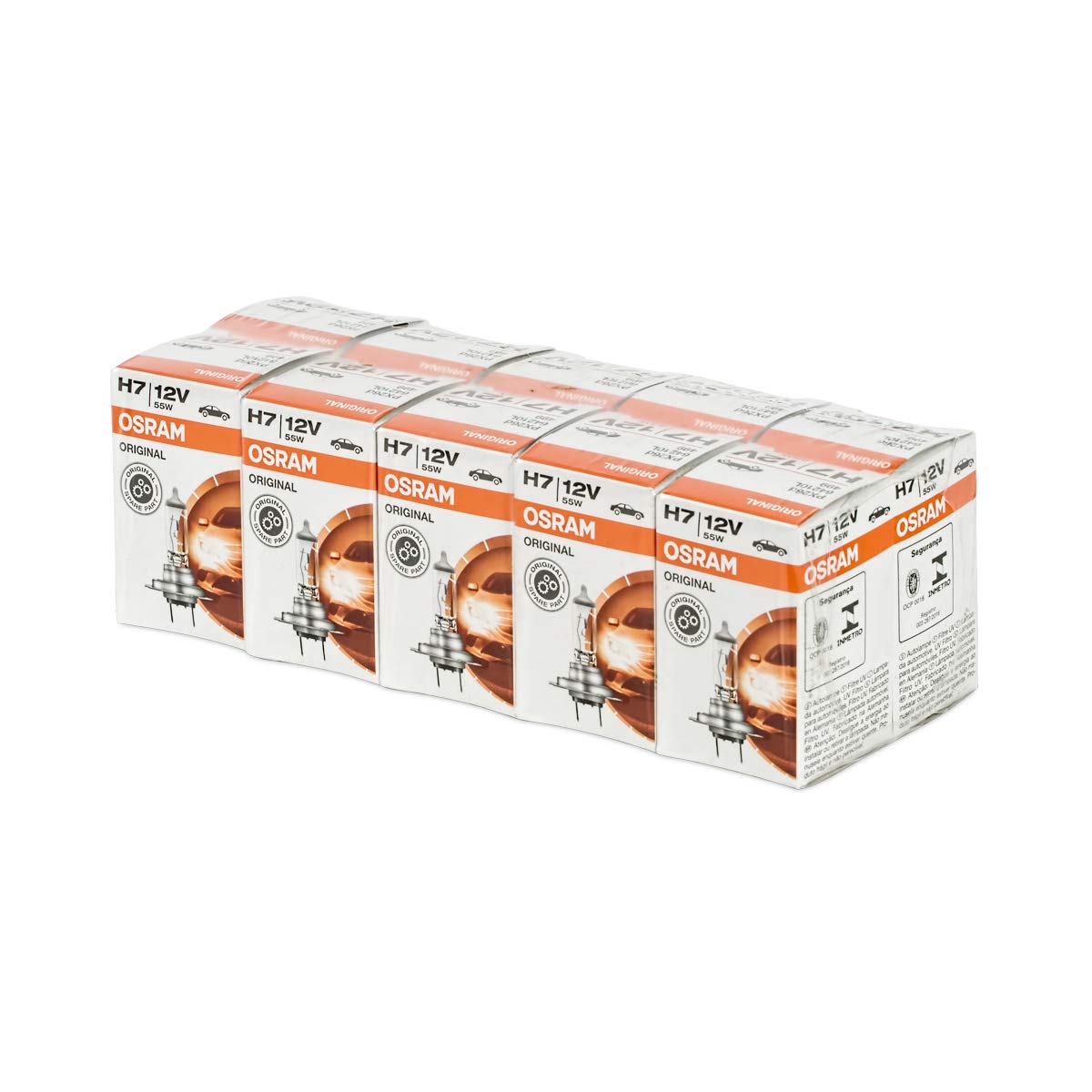 OSRAM H7 Headlight Bulbs 12V 55W Longlife Set of 10, Model 64210L, Silver