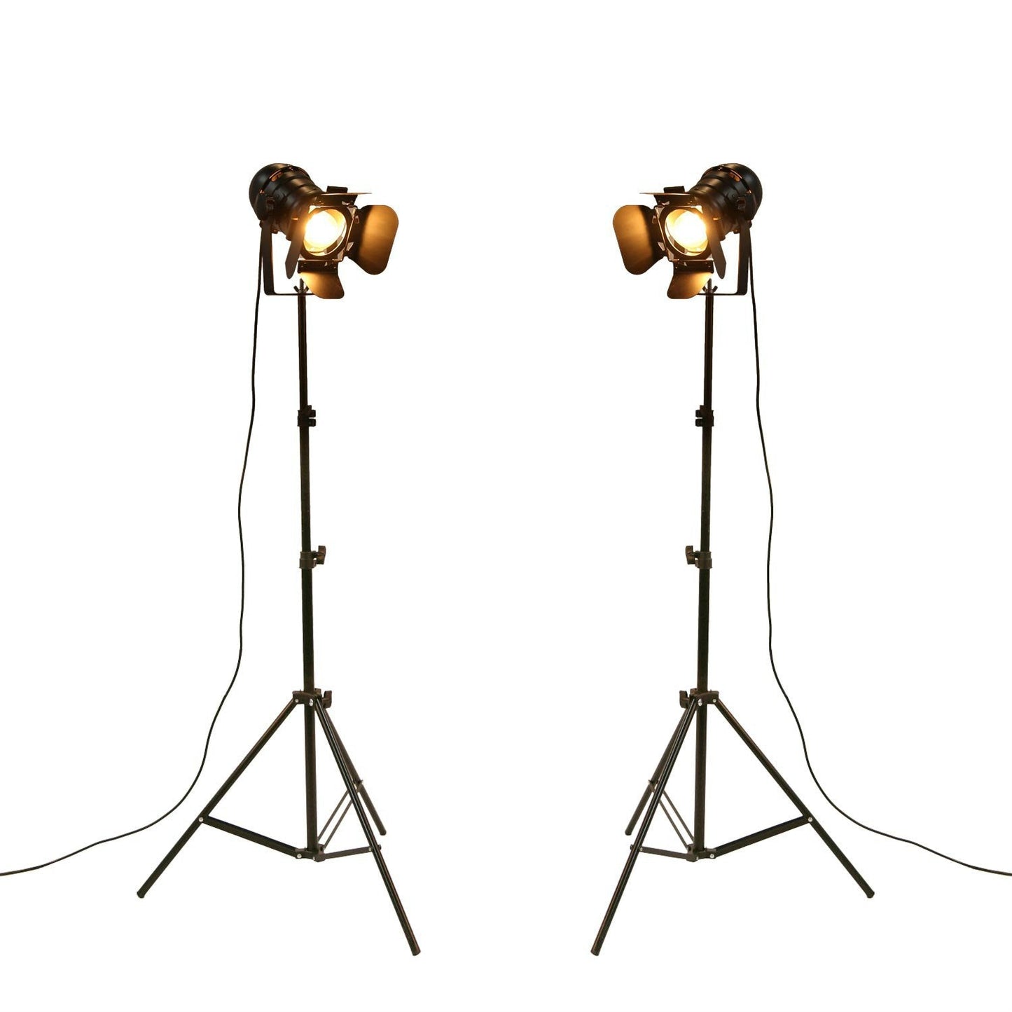 XIHOME Vintage Industrial Tripod Floor Lamp, Adjustable, 5m Cable, Black, Pack of 2