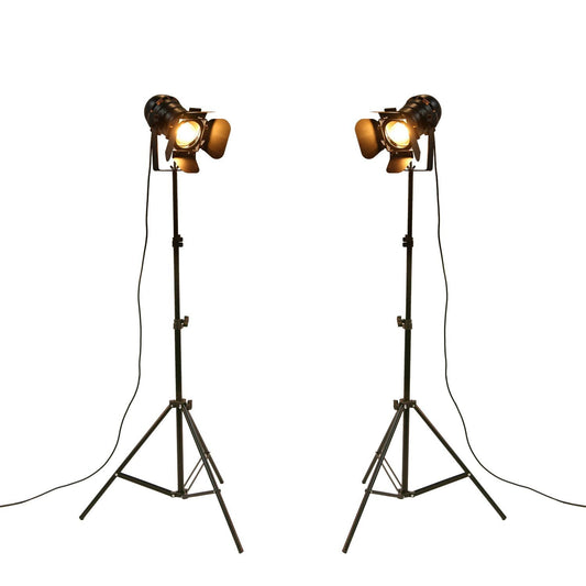 XIHOME Vintage Industrial Tripod Floor Lamp, Adjustable, 5m Cable, Black, Pack of 2