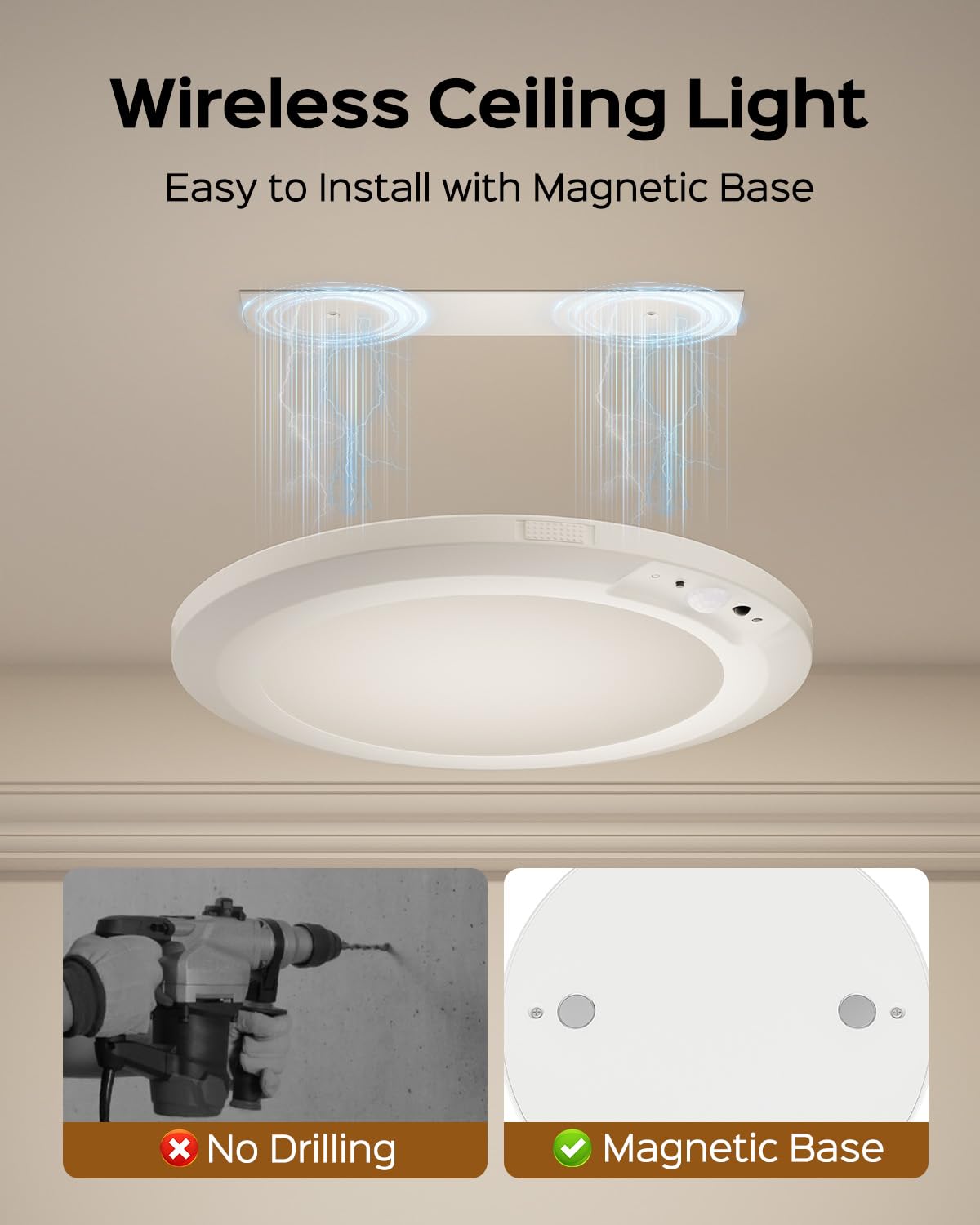 Jackyled 2 Pack New Upgraded Rechargeable Motion Sensor Ceiling Light With Remote Control 10000Mah Battery Operated Closet Light Magnetic Led Shower Lights Ceiling Lamp For Pantry Shed Hallway Porch