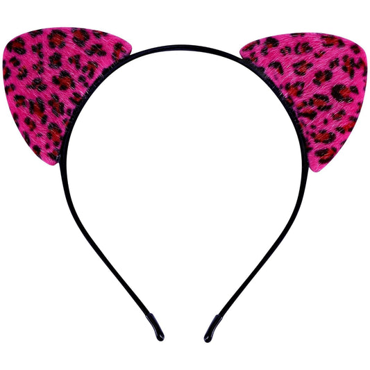 ASHONE Cat Ears Headband for Women Cute Cat Costume Hair Accessories for Halloween Party Cosplay (Rose Pink, One Size)