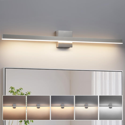 Kaisite Brushed Nickel Vanity Light For Bathroom Above Mirror 39 Inch Led 5Cct Bathroom Lighting Fixtures Dimmable Modern Bath Wall Light Fixture Over Mirror