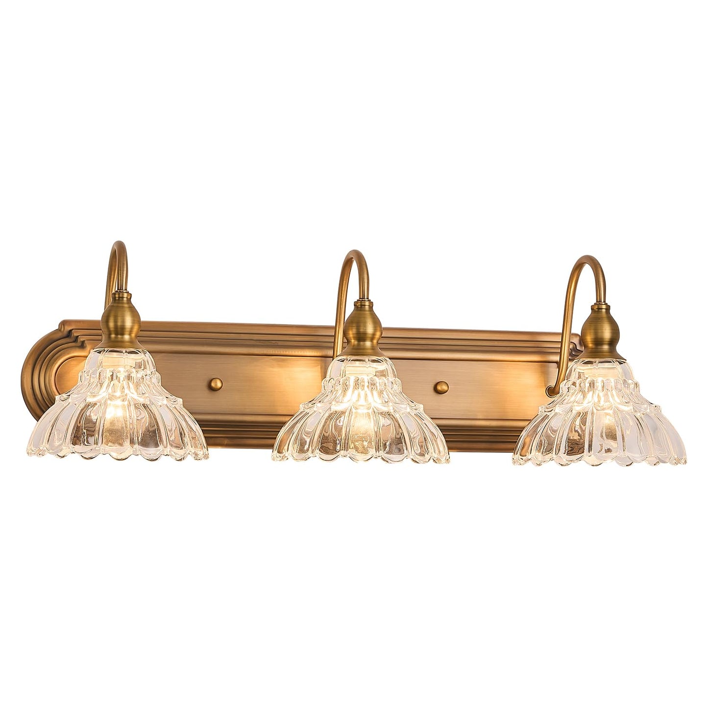 Tlolgt Vintage 3-Light Bathroom Vanity Lighting Fixtures Modern Wall Sconces Brass Glass Retro Vanity Light For Bedroom  Bathroom  Doorway  Farmhouse  Hallway