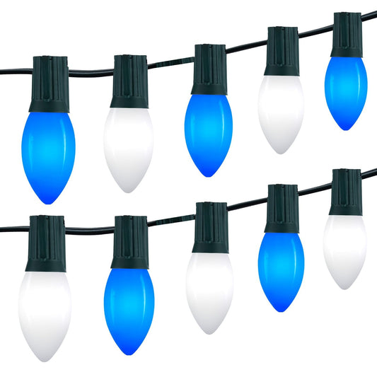 Vintage C9 Led Christmas Lights Outdoor  150 Feet C9 String Light With 75 Shatterproof C9 Bulbs  Waterproof Connectable Christmas Tree Lights For Outside Roofline Patio Xmas Decor  Blue & Pure White