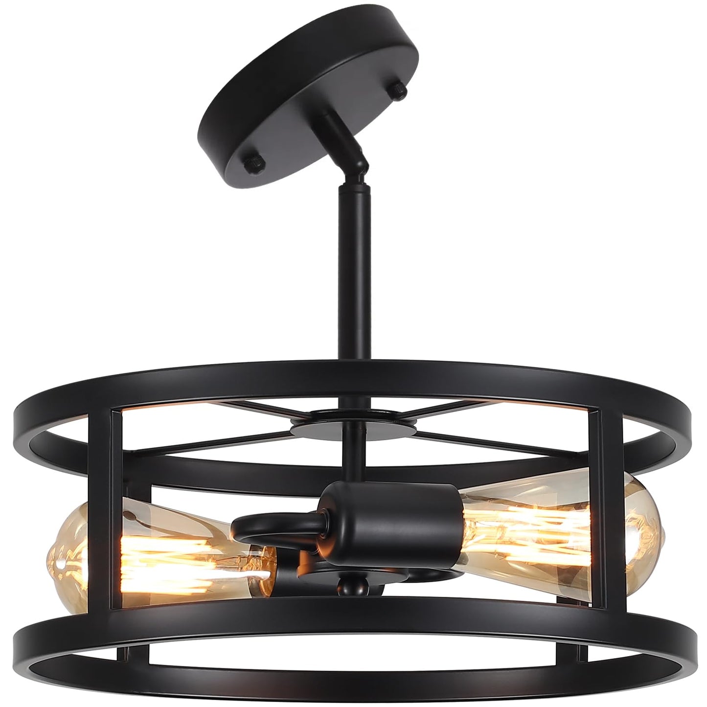 Black Semi Flush Mount Ceiling Lights  Sloped Dining Room Light Fixture Farmhouse Chandelier  Kitchen Island Pendant Lighting Adjustable Height For Entryway Hallway Foyer
