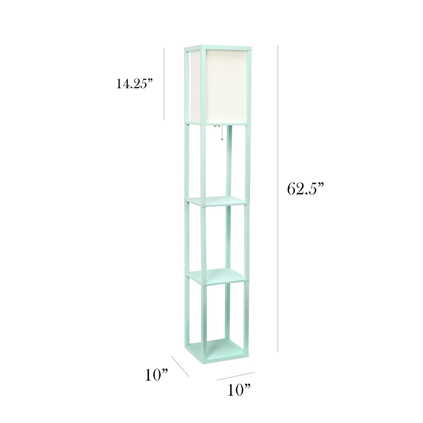 Simple Designs LF1014-AQU Etagere Organizer Shelf Lamp, Aqua, Wood/Plastic/Metal/Linen, No Bulb