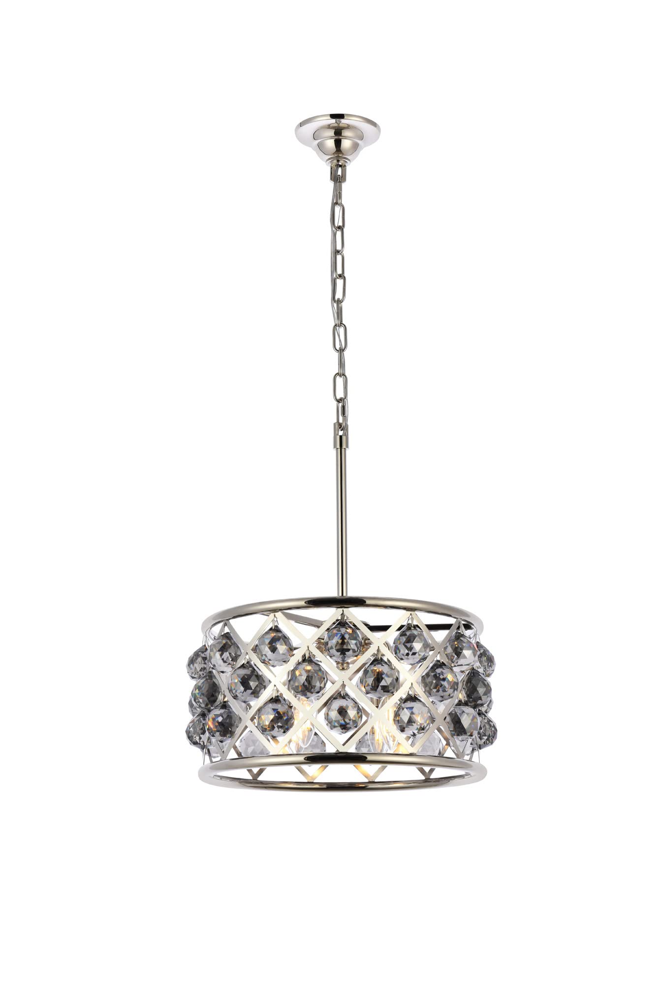 Elegant Lighting Madison Collection 4-Light Pendant Lamp, 16in Depth x 9in Height, Polished Nickel Finish, Silver Shade, Model 1214D16PN-SS/RC