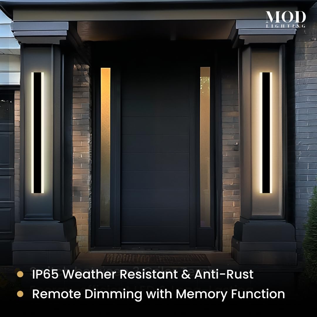 ?????? ???????????????? Haylen | Waterproof Outdoor Wall Light  Led Dimmable With Remote 3000K-6000K  Long Outdoor Porch Lights  Wired Lighting Fixture  Patio Exterior Wall Sconce  2-Pack (Black  31)