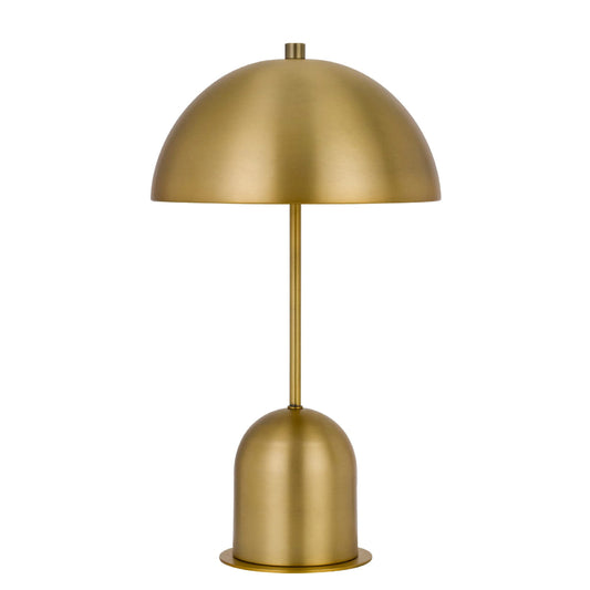 Benzara 20 Inch Metal Accent Table Lamp, Brass Dome Shade, Model BM271961