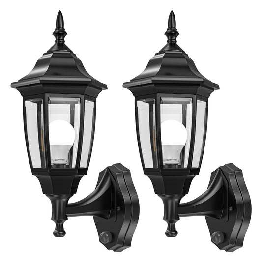 EMART Dusk to Dawn Outdoor Light Fixture, Waterproof Plastic, Black, Model EM-GL-2-PS, 2 Pack