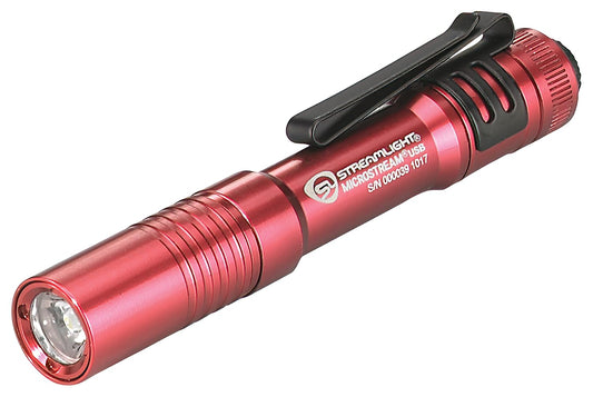 Streamlight MicroStream Flashlight, 250-Lumen, USB Rechargeable, Aluminum, Red, Model 66602
