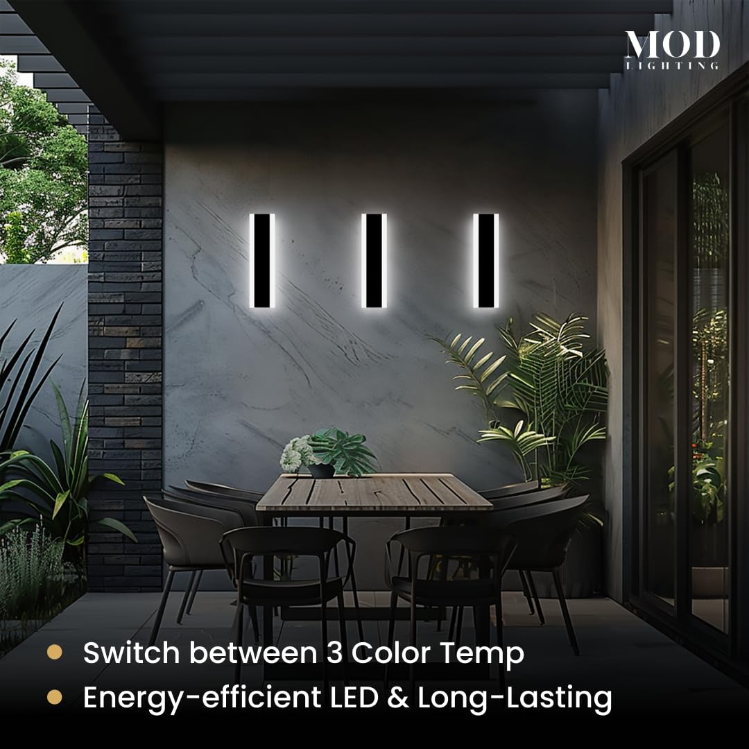 ?????? ???????????????? Haylen | Waterproof Outdoor Wall Light  Led Dimmable With Remote 3000K-6000K  Long Outdoor Porch Lights  Wired Lighting Fixture  Patio Exterior Wall Sconce  2-Pack (Black  12)