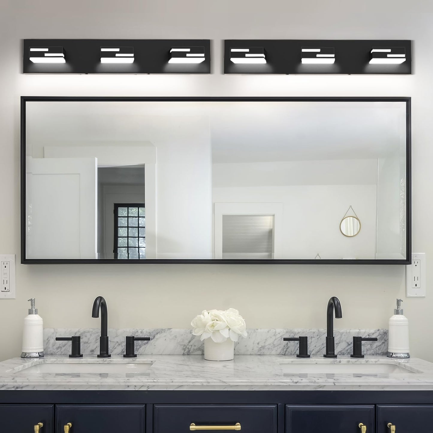 Lkhf Led Modern Bathroom Vanity Light Fixtures 3-Light 5Cct Dimmable Matte Black Vanity Lights For Bathroom Lighting Fixtures Over Mirror  With 350?Rotatable Acrylic Heads  22-Inch
