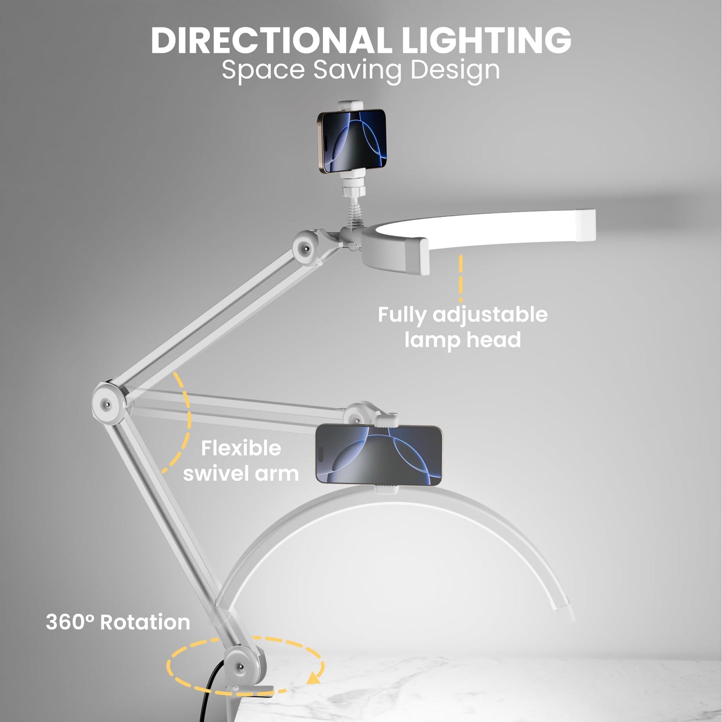 Gelpal 3000 Lm Adjustable Led Half Moon Light With Clamp & Task Lamp - Bright  Dimmable Lighting For Office  Crafts  Nails &Salon  Remote Control (Cct White)