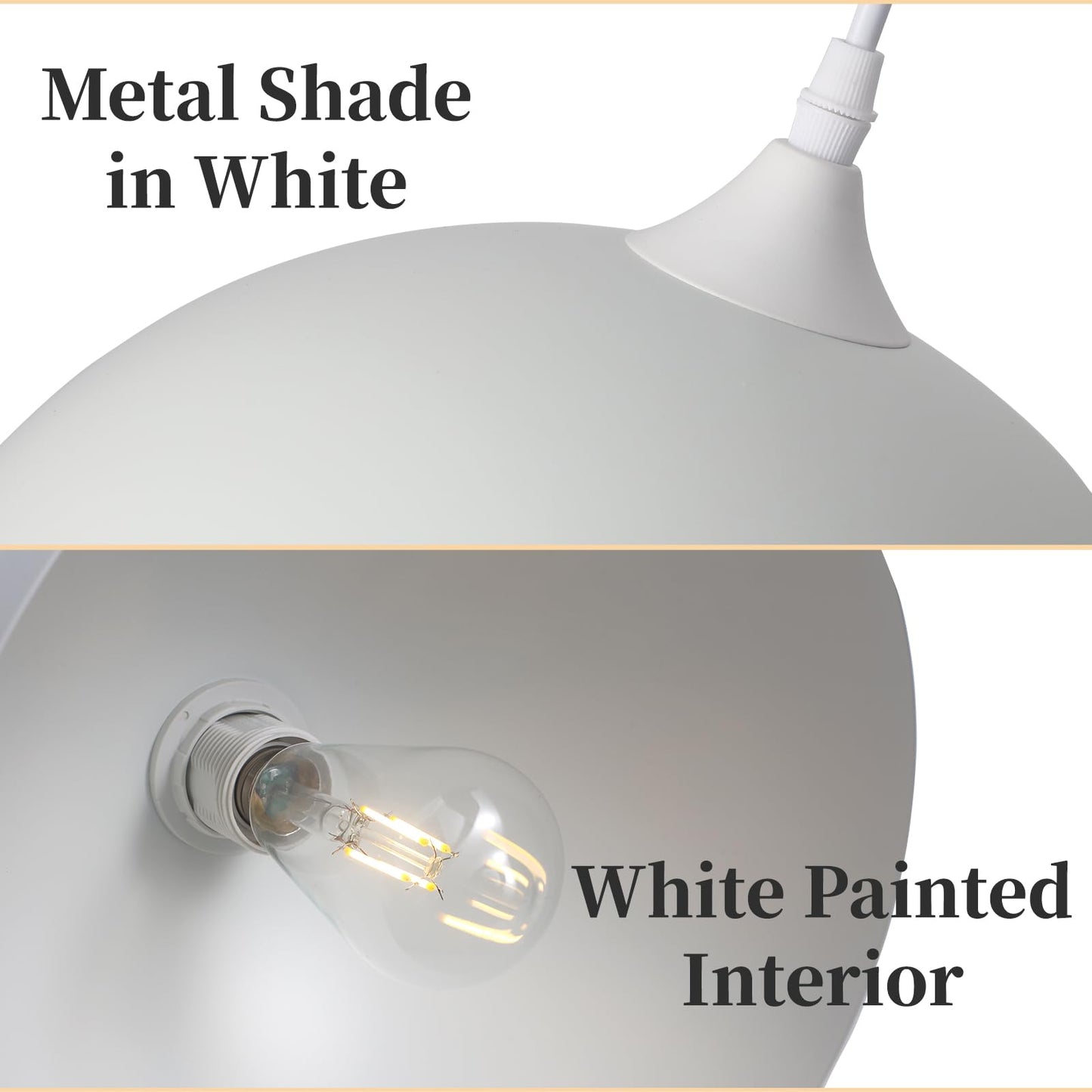 Pindodo White Pendant Light 3 Pack 11.8 Inch Industrial Pendant Lights Adjustable Height  Farmhouse Pendant Lighting For Kitchen Island For Dining Room  Bedroom  Barn