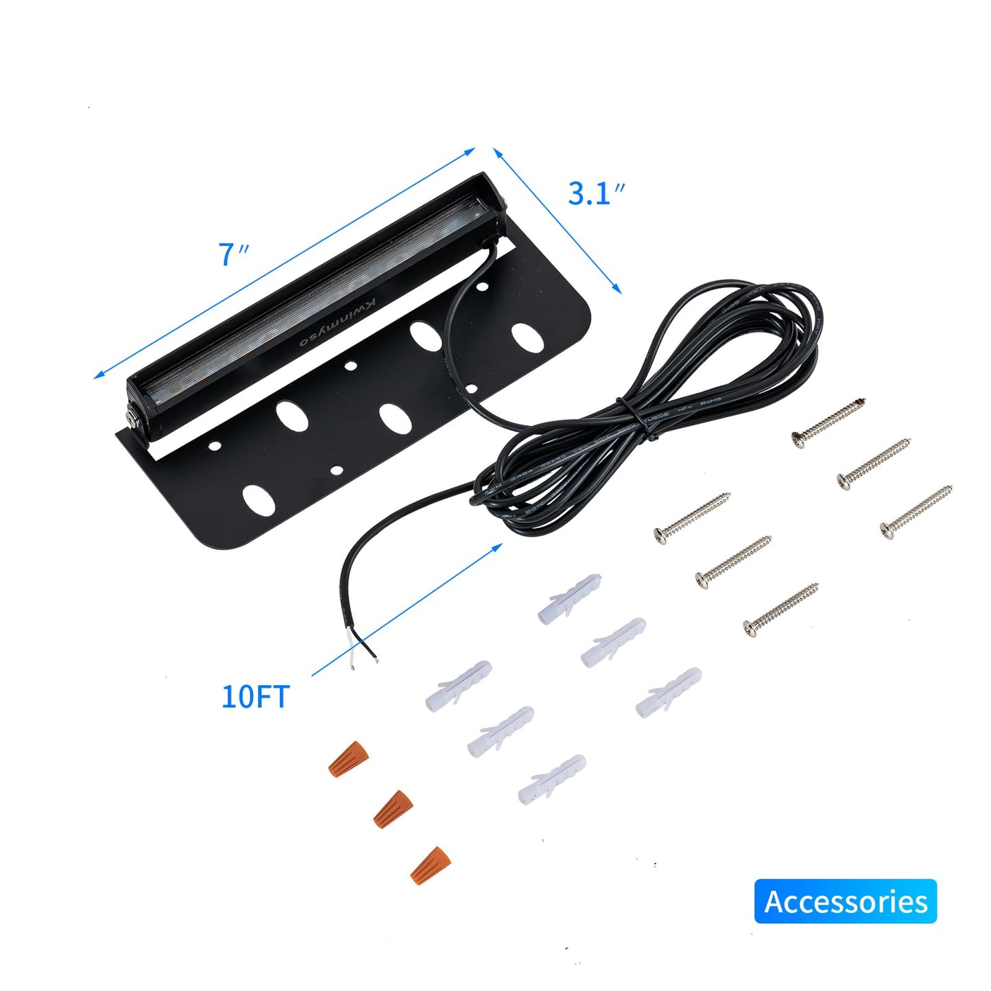 Kwinmyso 12-Packs 3W 7Inch Led Hardscape Paver Lighting 12V Ac/Dc Low Voltage Retaining Wall Lights Landscape Lighting 2700K Soft White Outdoor Step Light 50 000 Hours Lifespan-Black