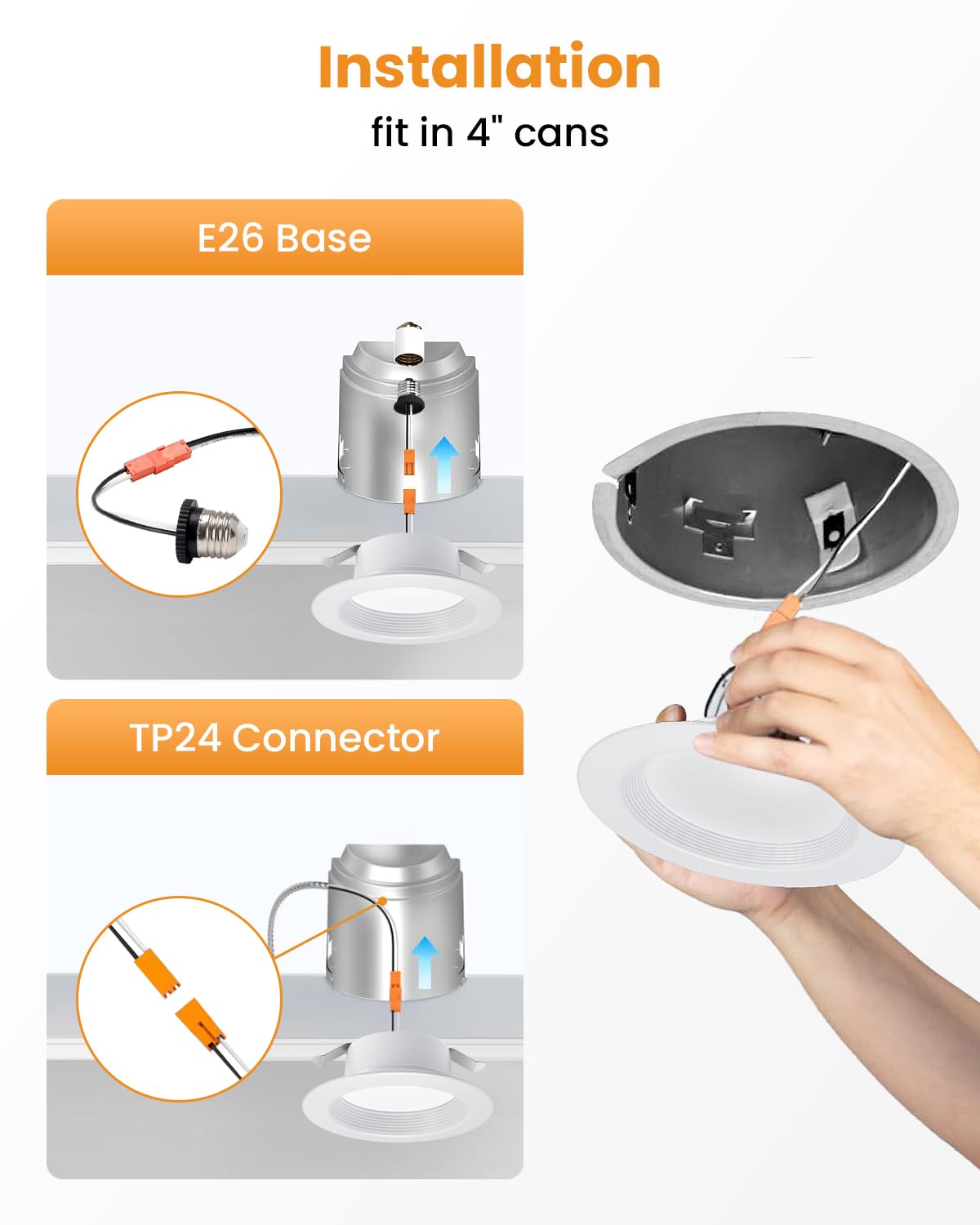 Wembanma 4 Inch Led Recessed Lights - Retrofit Can Lighting  800Lm  9W  Selectable Cct 2700K/3000K/4000K/5000K/6000K  Dimmable  Baffle Trim  Replacement Conversion Kit 4Inch 12P White