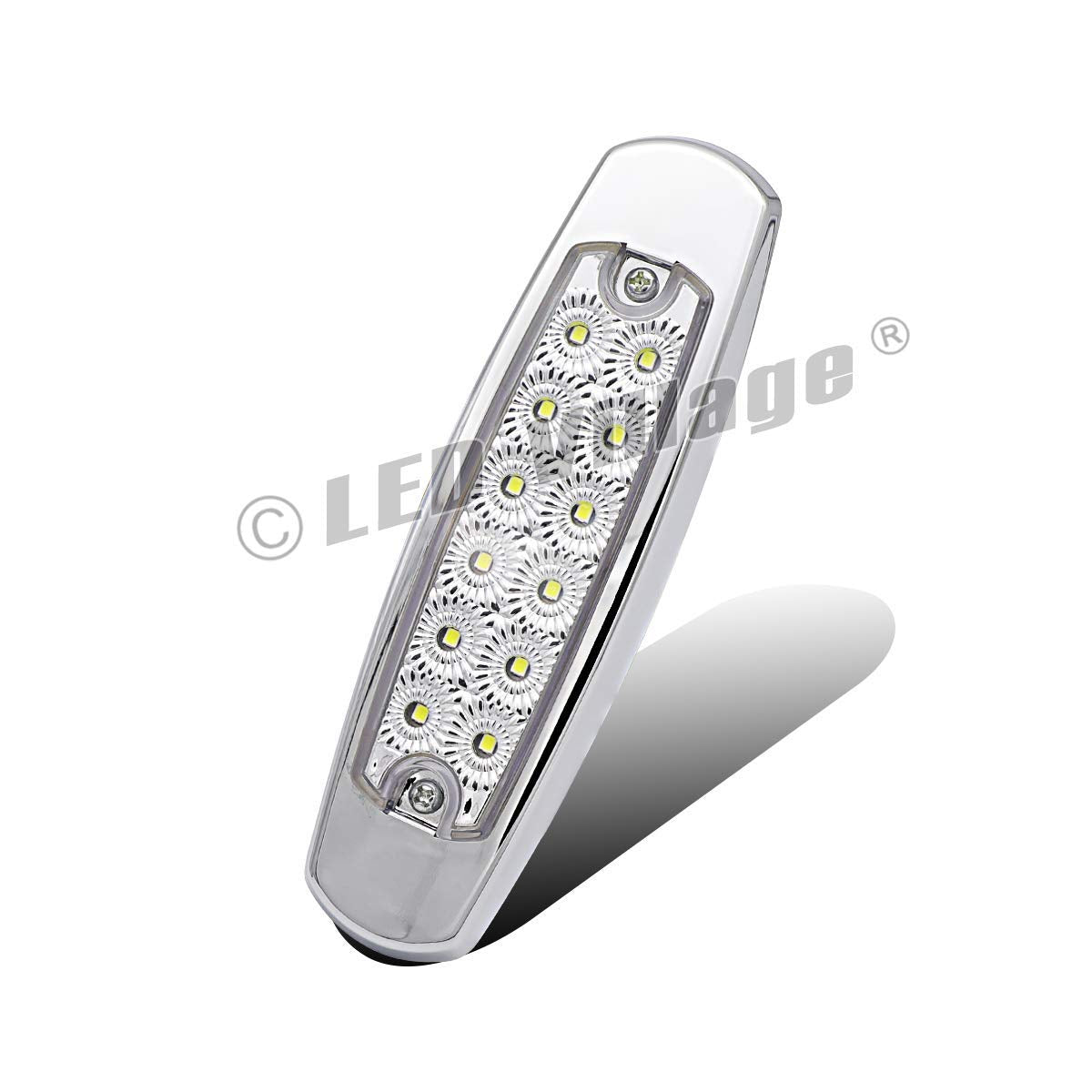 LEDVILLAGE 12 LED Side Marker Lights for Trailer Truck, Waterproof, 6.4in x 1.7in x 0.5in, White, Pack of 20