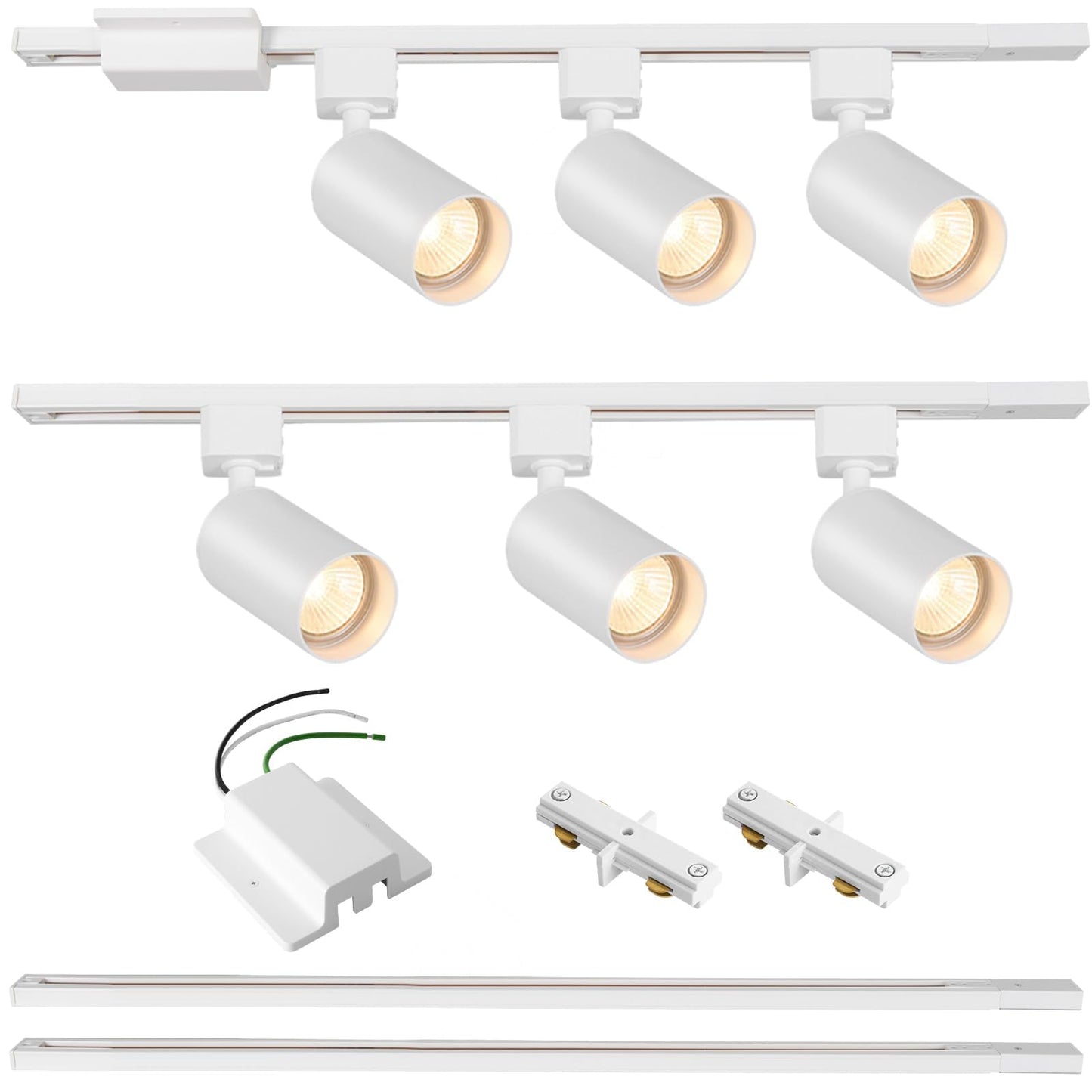 Hiiglxii 6 Lights Led Track Lighting Kit With 6.6Ft H Track Lighting Rails & Floating Canopy Connector  Gu10 Track Light Kit Modern Kitchen Track Lighting Fixtures Ceiling Spot Light  White - No Bulbs