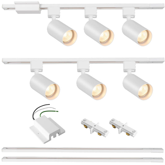 Hiiglxii 6 Lights Led Track Lighting Kit With 6.6Ft H Track Lighting Rails & Floating Canopy Connector  Gu10 Track Light Kit Modern Kitchen Track Lighting Fixtures Ceiling Spot Light  White - No Bulbs