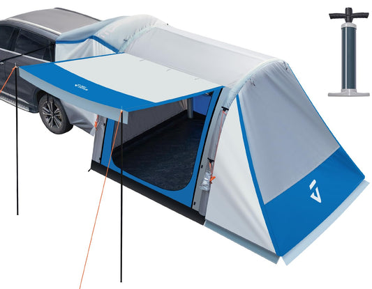 JOYTUTUS SUV Tent with Inflatable Pump, 30% More Space, Easy Set-up Car Tent for 6 Person Family Camping, Dual-Use SUV or Camping with 2 Awnings, Double Door, Fit for SUV Car Van
