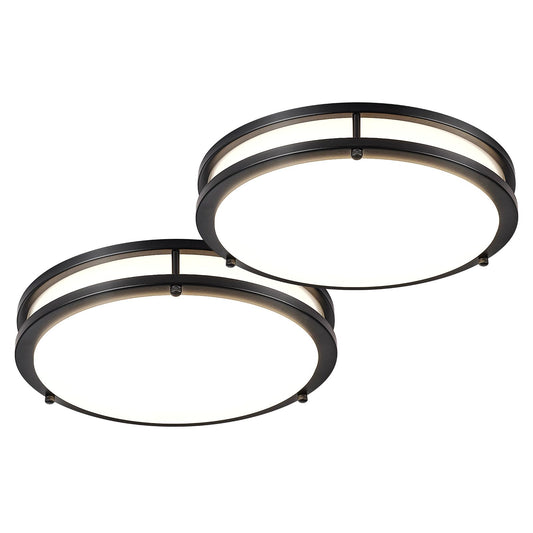 Dllt 2Pack Flush Mount Led Ceiling Light: 13 Inch 5Cct (3000K-6000K) & Dimmable Ceiling Light Fixtures For Bedroom Hallway - 24W Modern Black Super Bright Kitchen Lighting Fixtures Ceiling