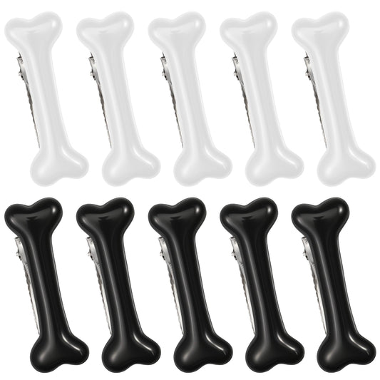 10Pcs Bone Hair Clip, Skull Skeleton HairPins, Black White Bones Hairpins for Women Girls, Side Hair Clip, Cosplay Costume Decor